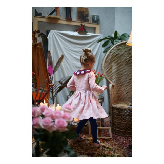 Linda Knitted Linen Collar Dress | Pink
