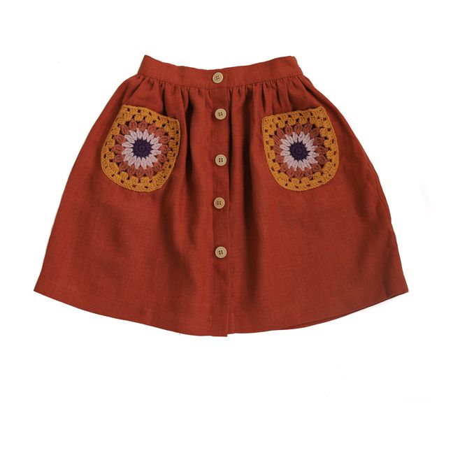 Senna Knitted Pocket Linen Skirt | Rostfarben