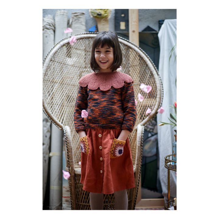 Senna Knitted Pocket Linen Skirt | Rust- Product image n°1