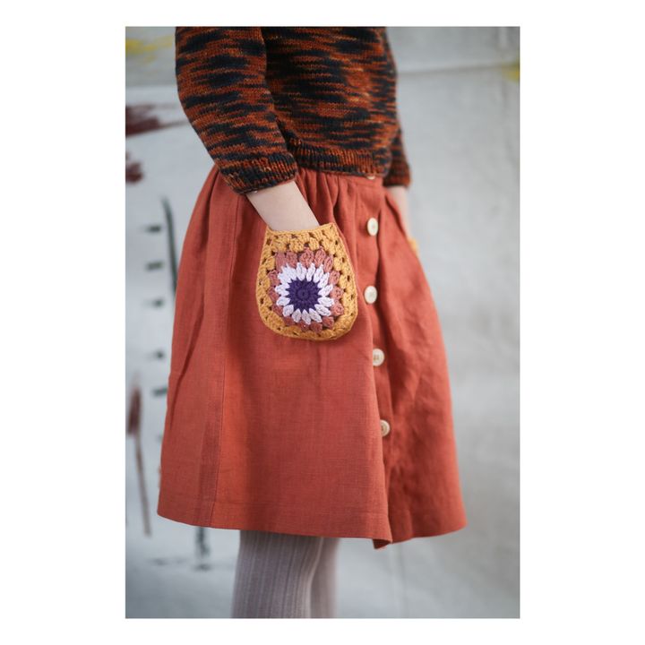 Senna Knitted Pocket Linen Skirt | Rust- Product image n°3