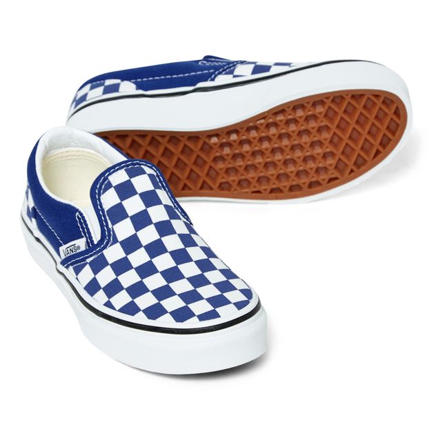 Blue Checkered Slip-On Shoes | Blue