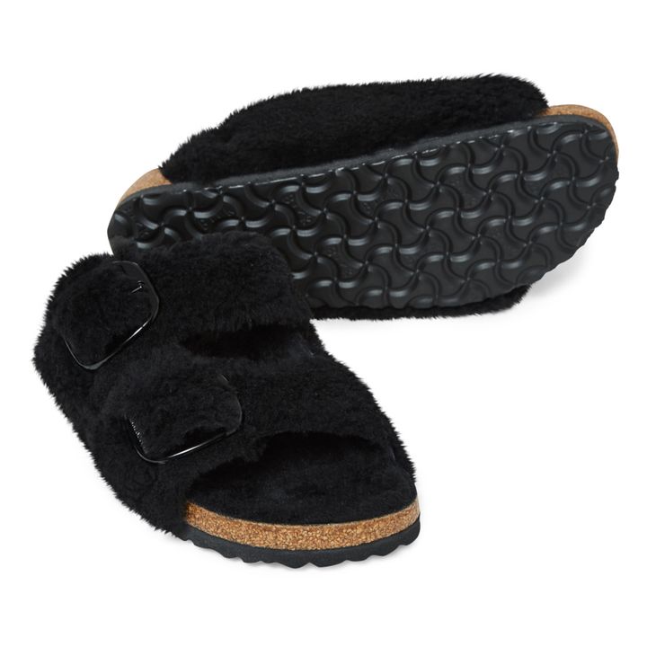 Sandalias de piel de oveja Arizona Teddy - Colección Adulto | Negro- Imagen del producto n°1
