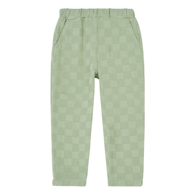 Organic Cotton Checked Trousers | Salvia