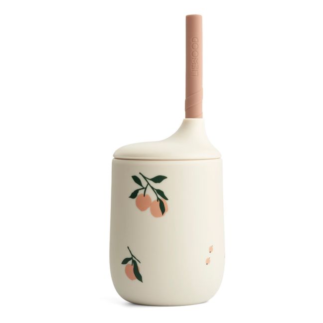 Ellis Silicone Cup with Straw | Rosa Melocotón
