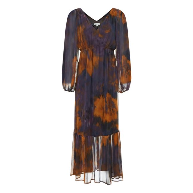 Long Print Chiffon Dress | Nachtblau