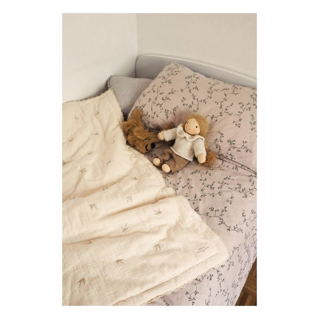 Gestickte gesteppte Decke Schwalben aus Baumwollgaze
