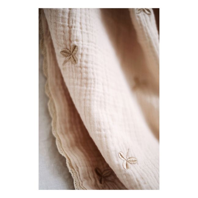 Bestickte Decke mit Kleeblättern aus Baumwollgaze
