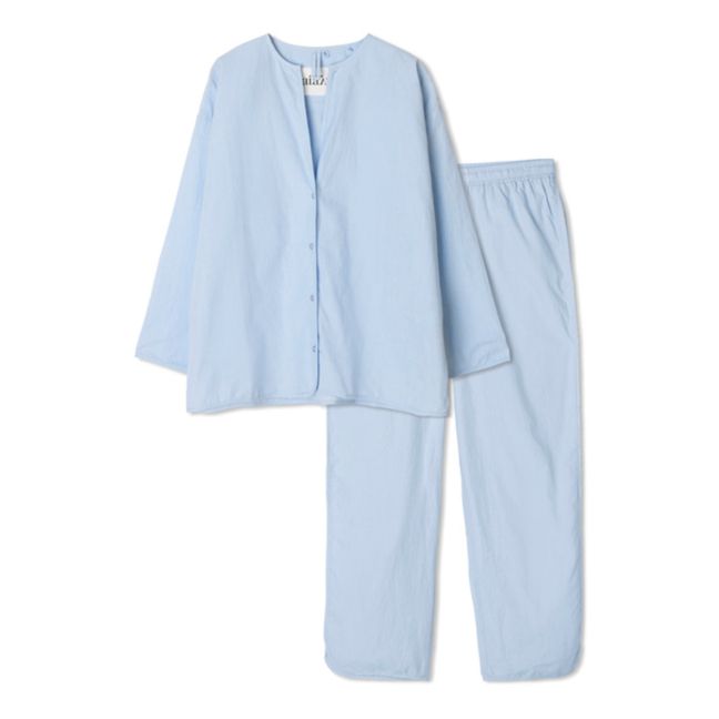 Organic Cotton Poplin Pyjamas | Hellblau