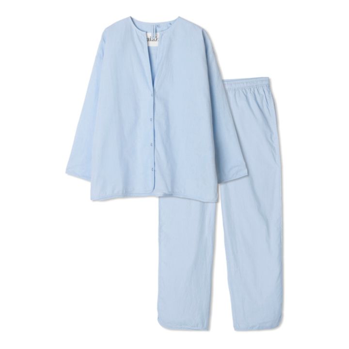 Organic Cotton Poplin Pyjamas | Azzurro- Immagine del prodotto n°0