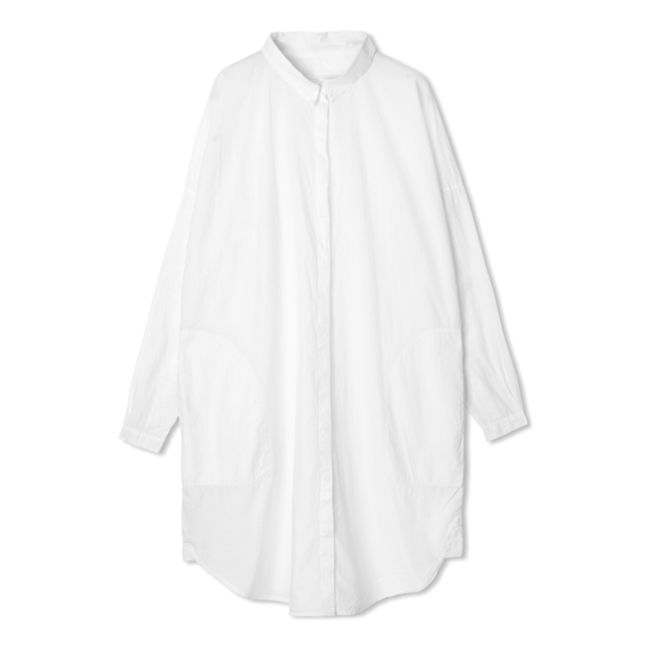 Organic Cotton Poplin Striped Shirt Dress | Blanco