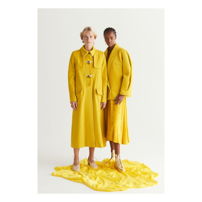 Short Wool and Cashmere Coat | Yellow