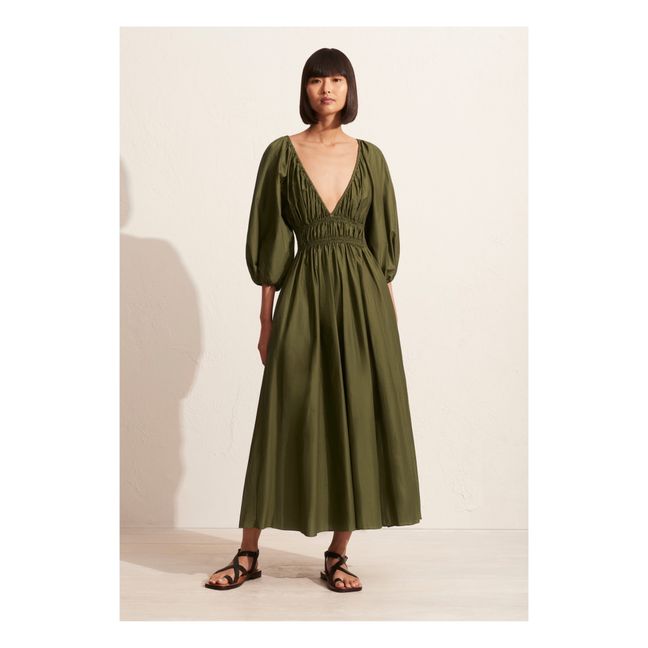 Kleid Shirred Plunge | Khaki