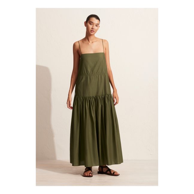 Vestido con cintura caída | Verde Kaki