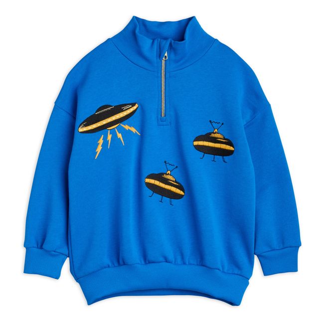 Sweat Coton Bio Col Zippé | Bleu