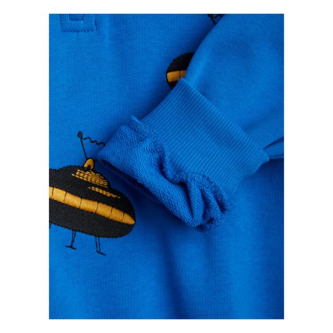 Organic Cotton Zip Neck Sweatshirt | Blue