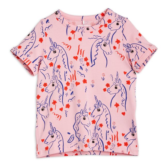 Camiseta de algodón orgánico Unicornios | Rosa