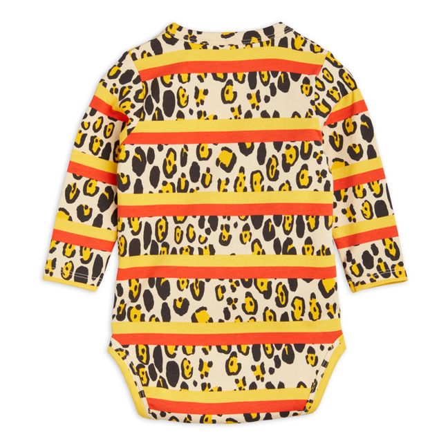 Organic Cotton Leopard Print Baby Bodysuit | Beige