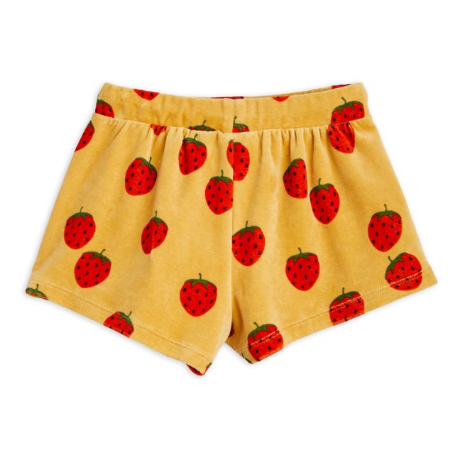 Pantalones cortos de terciopelo de algodón orgánico Fresas | Ocre