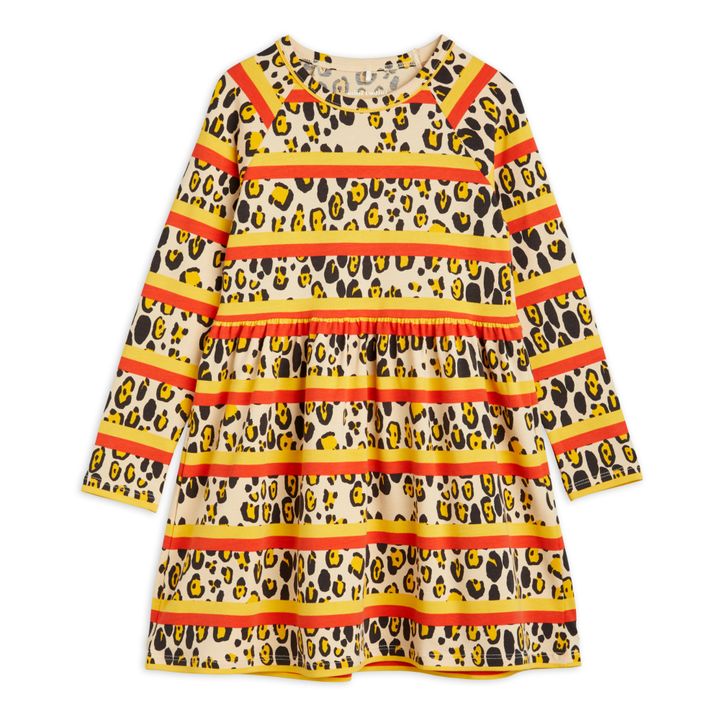 Organic Cotton Leopard Print Dress | Beige- Product image n°0