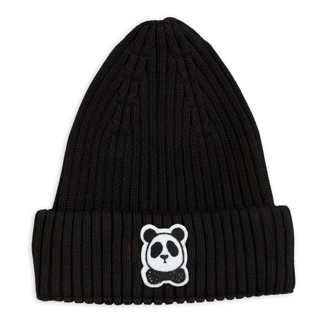 Organic Cotton Panda Beanie | Black