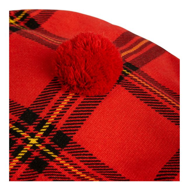 Organic Cotton Checked Beret | Rot