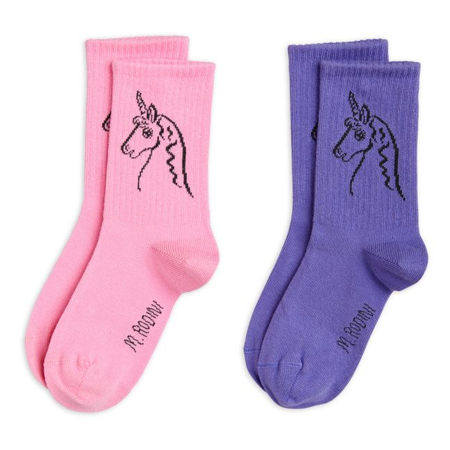 Juego de 2 pares de calcetines Unicornios | Rosa
