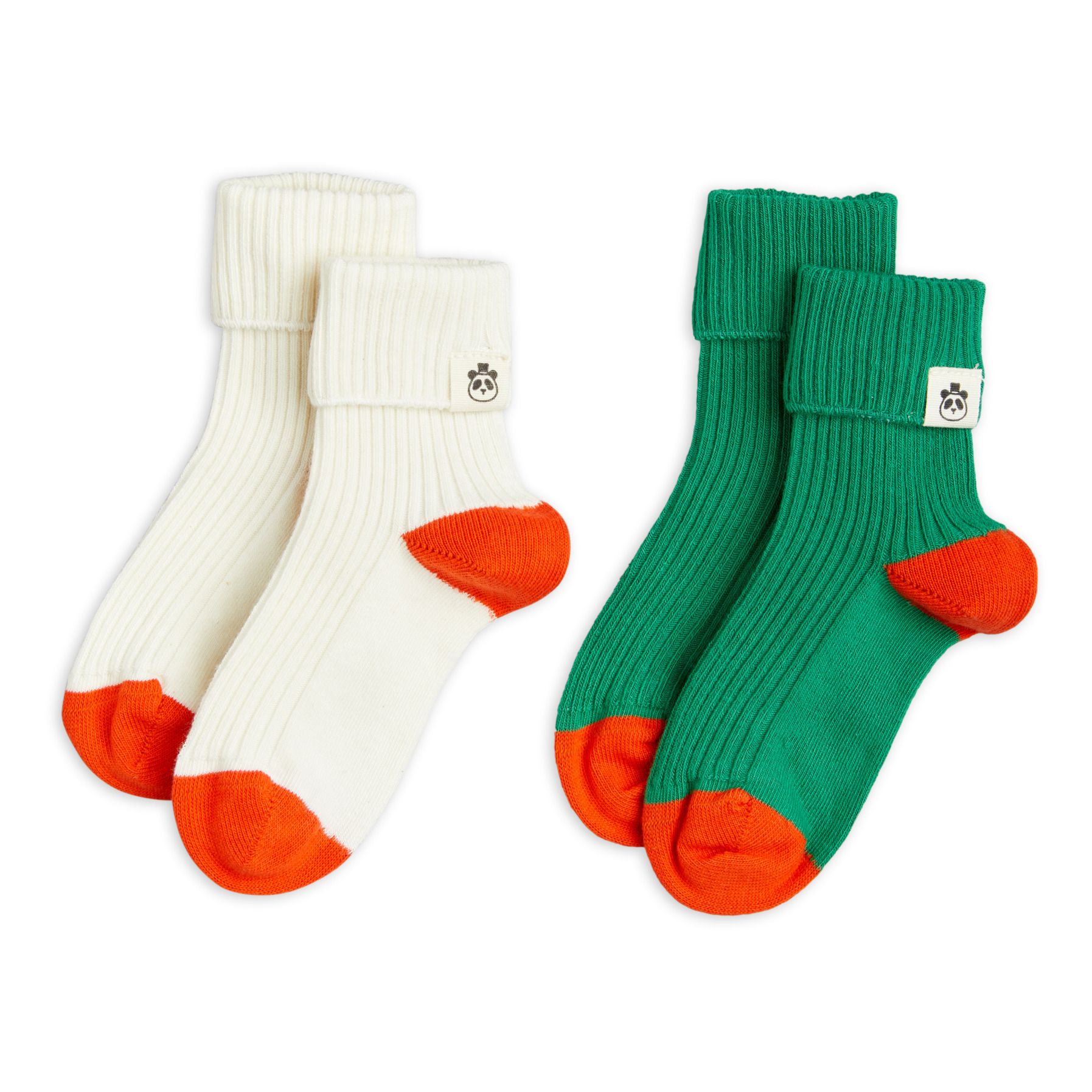 Juego de 2 pares de calcetines bicolores de algodón orgánico | Verde- Imagen del producto n°0