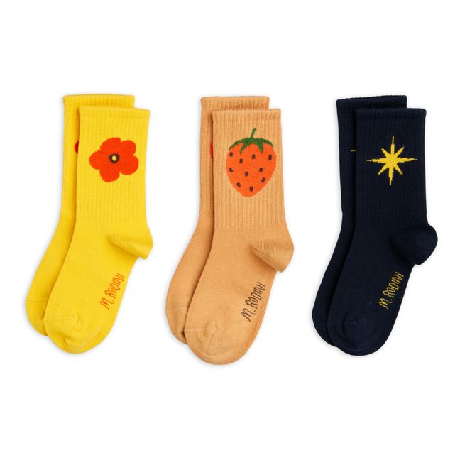 3-Paar-Set Socken aus Bio-Baumwolle | Gelb