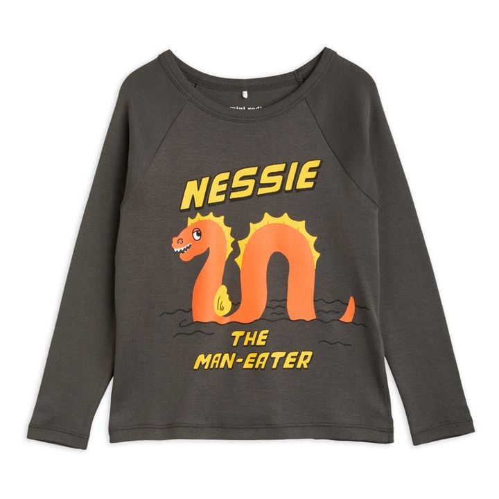 T-Shirt raglan in cotone organico Nessie | Grigio antracite- Immagine del prodotto n°0