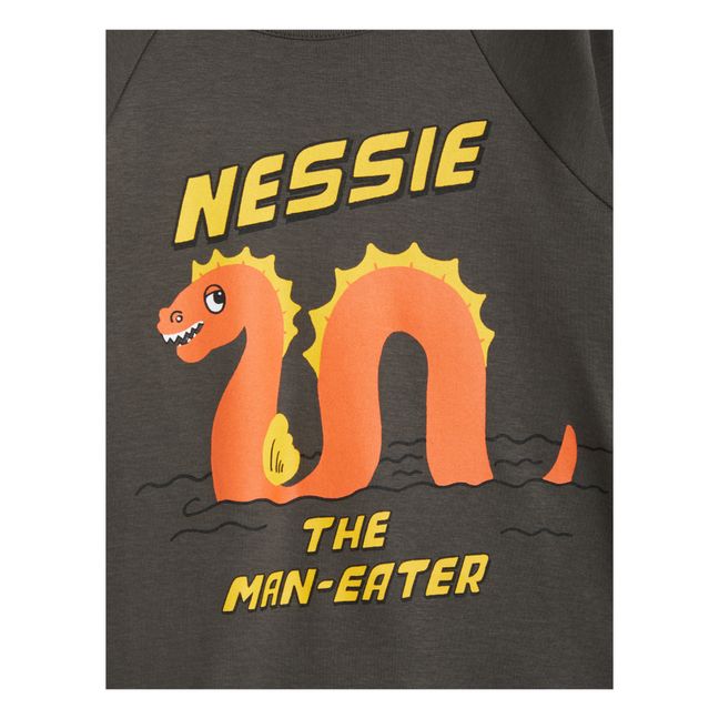 Camiseta con manga raglán de algodón orgánico Nessie | Gris Antracita
