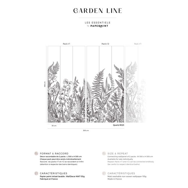 Fresque Garden Line Pack 2 - 3 lès | Noir