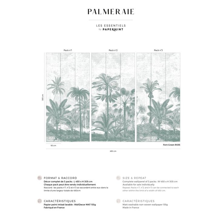 Palm Tree Wallpaper Pack 1 - Set of 3 Panels | Green- Product image n°2
