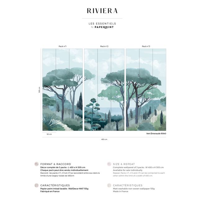 Fresque Riviera Pack 1 - 3 lès | Vert