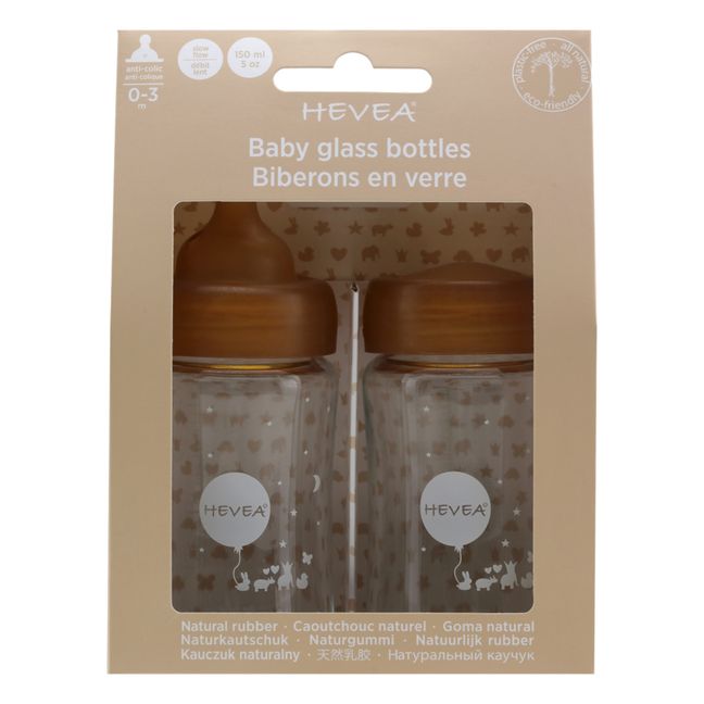 Biberons en verre à col large Débit lent - Lot de 2