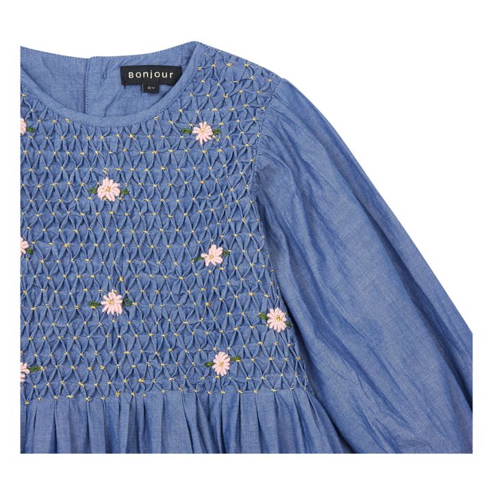 Hand Smocked Chambray Blouse | Denim blue- Product image n°2