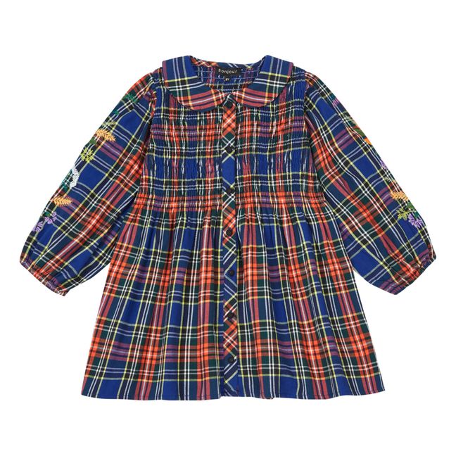 Hand Embroidered Checkered Blouse | Blau