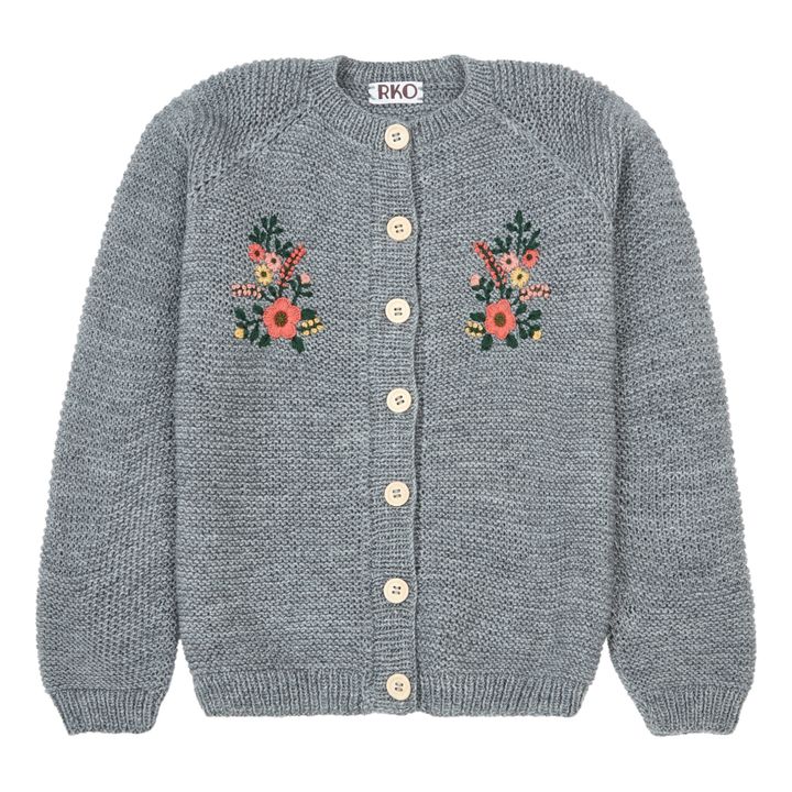 Hand Embroidered Cardigan | Heather grey- Product image n°0