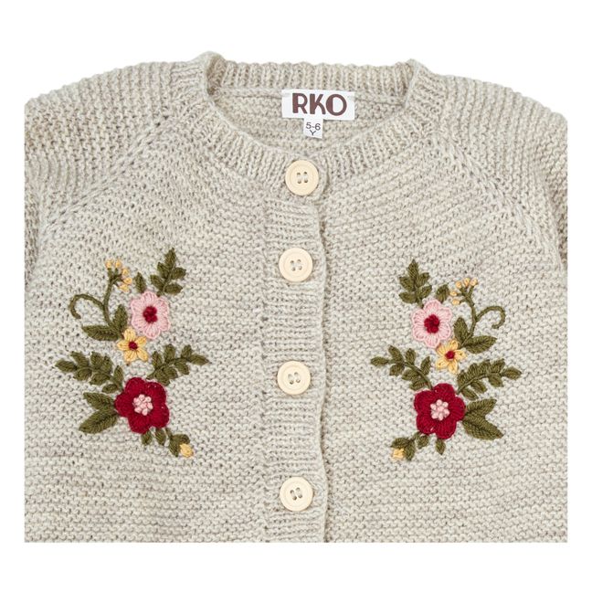 Hand Embroidered Cardigan | Ecru