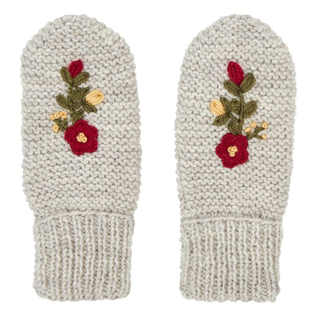 Hand Embroidered Mittens | Ecru