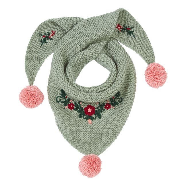 Hand-Embroidered Scarf | Green