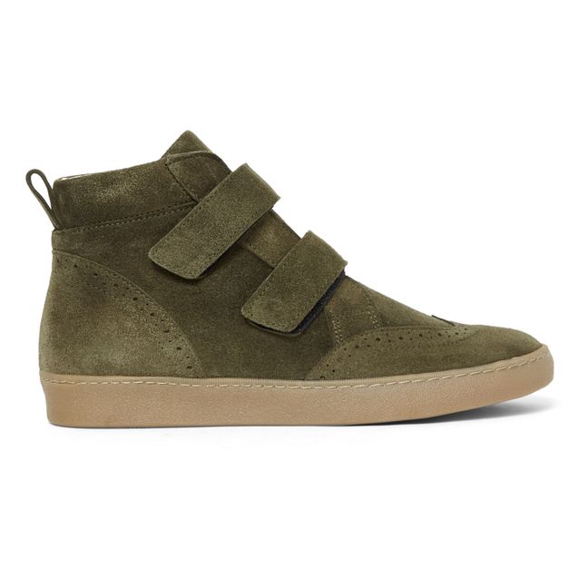 Nubuck Velcro Sneakers | Taupe brown