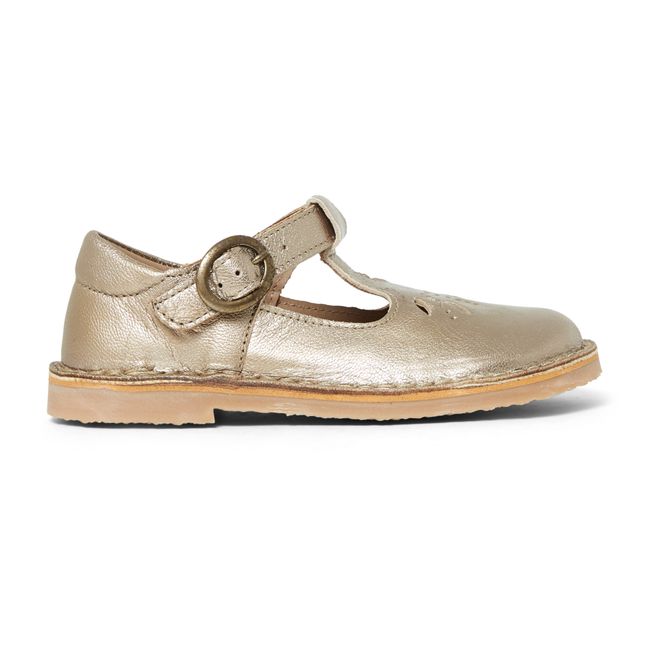 Salome-Schuhe T-Bar Leder | Gold