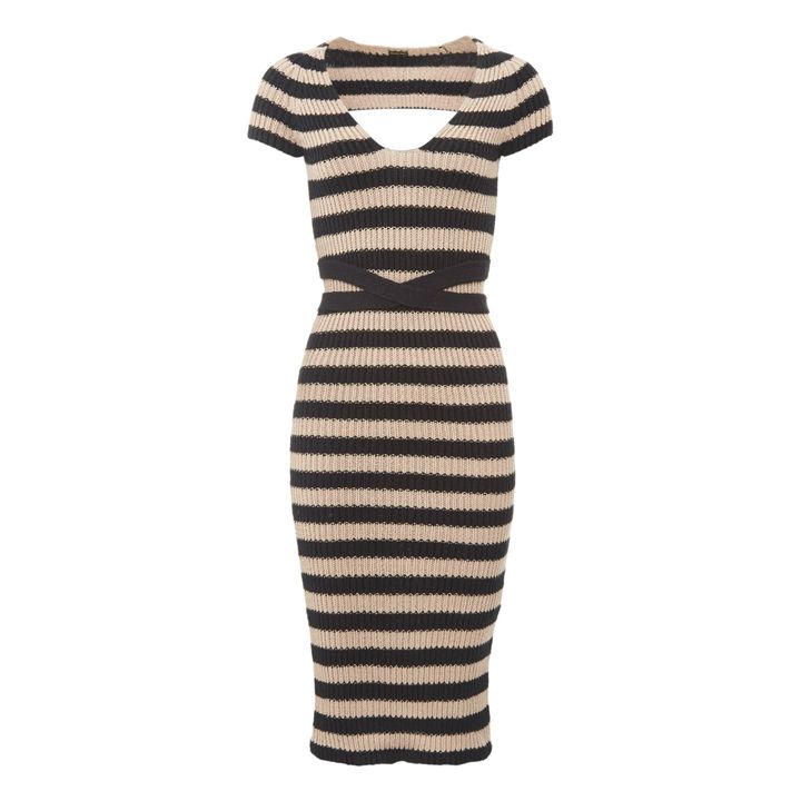 Serro Striped Knit Dress | Beige- Produktbild Nr. 0
