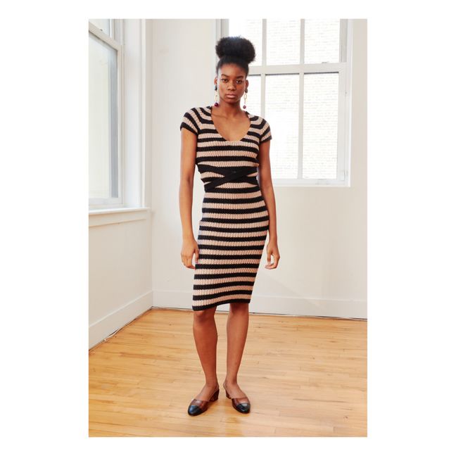 Serro Striped Knit Dress | Beige