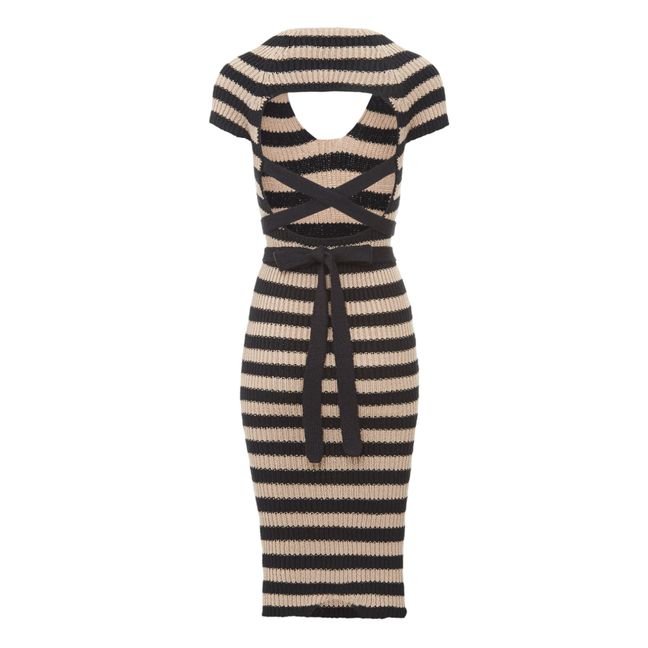 Serro Striped Knit Dress | Beige