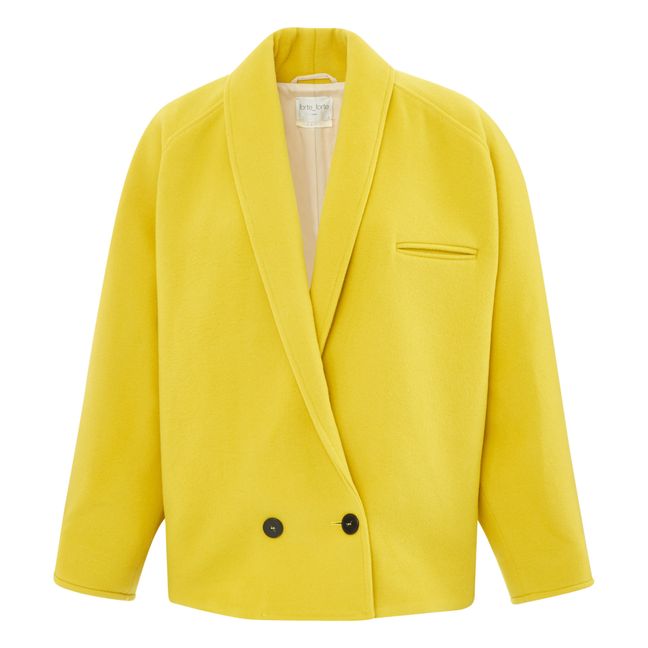 Manteau Court Laine et Cachemire | Jaune