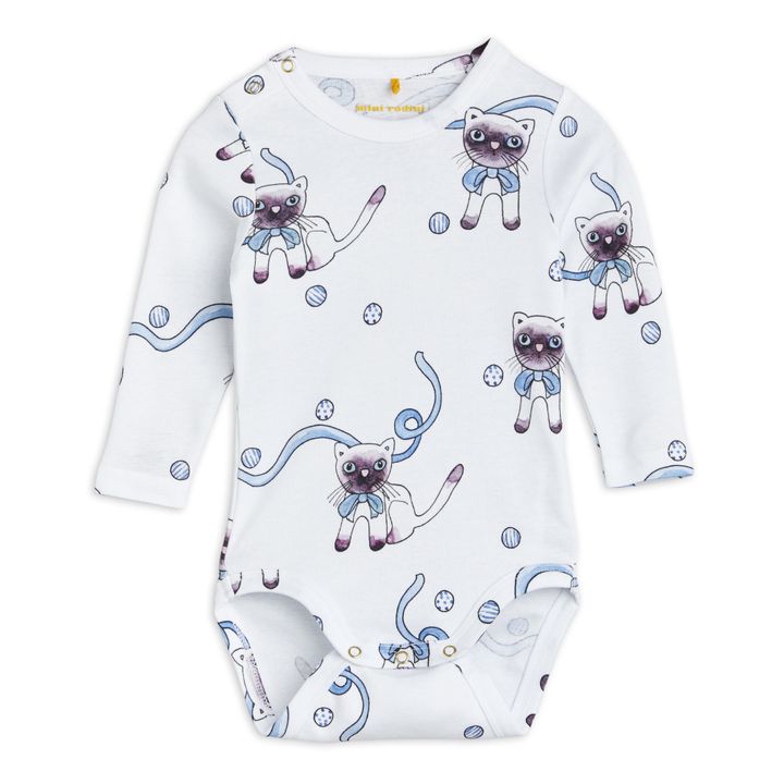 Organic Cotton Cat Baby Bodysuit | Light blue- Product image n°0