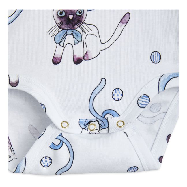Organic Cotton Cat Baby Bodysuit | Azzurro