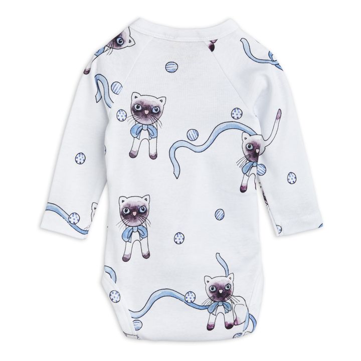 Organic Cotton Wrap Over Cat Baby Bodysuit | Light blue- Product image n°3