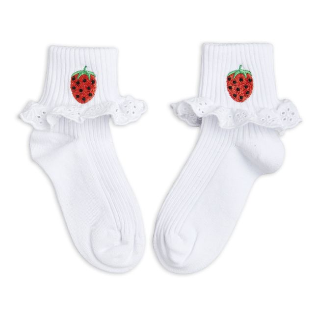 Organic Cotton Strawberry Socks | White